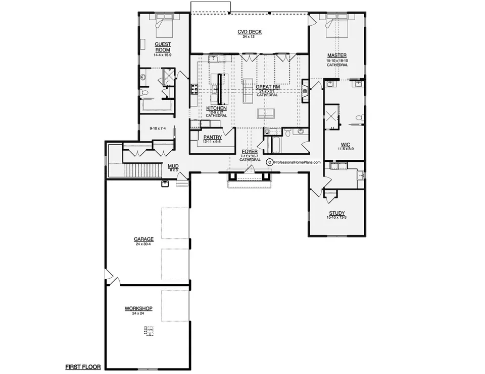 The Whitney main level floor plan
